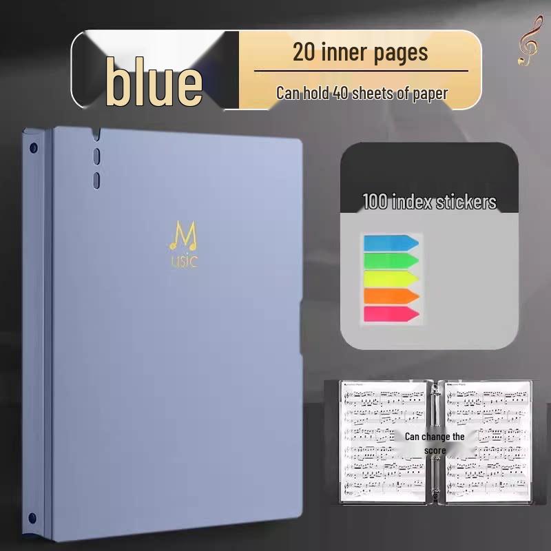 Black Non-Reflective Sheet Music Clip & Folder for Piano and Drum Stands with Transparent Insert Pages