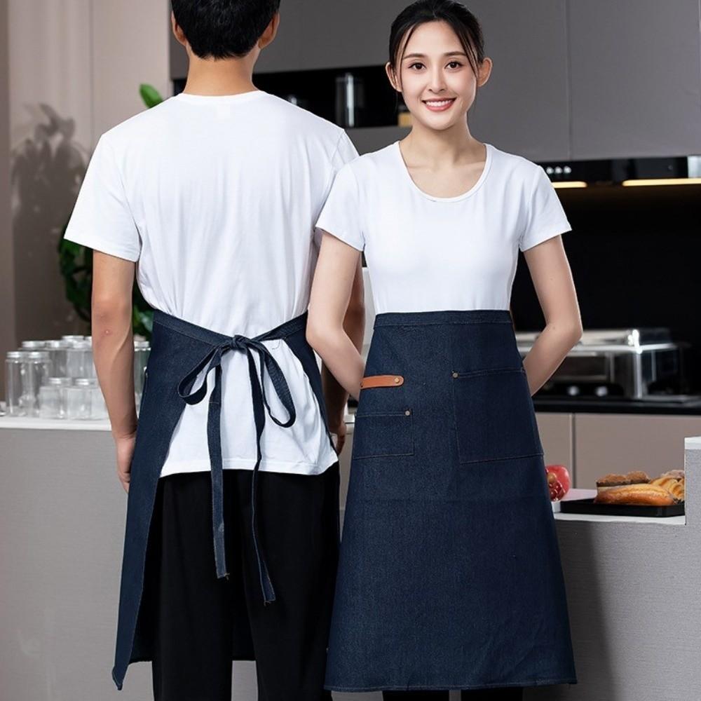 Solid Color Waitress Apron Canvas Working Clothes New Half Apron  Restaurant Use