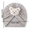 Solid Turban Hat Baby Beanies Caps Headwrap with Cute Bear Charm for 0-2 Years Baby Girls Infants Toddlers Pullover Hat