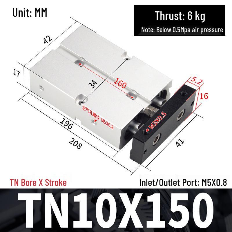 TDA Double-Axis Double-Rod Large Thrust Cylinder - Sizes: 10/16/20/25/32/40/50mm X 20/50/75mm