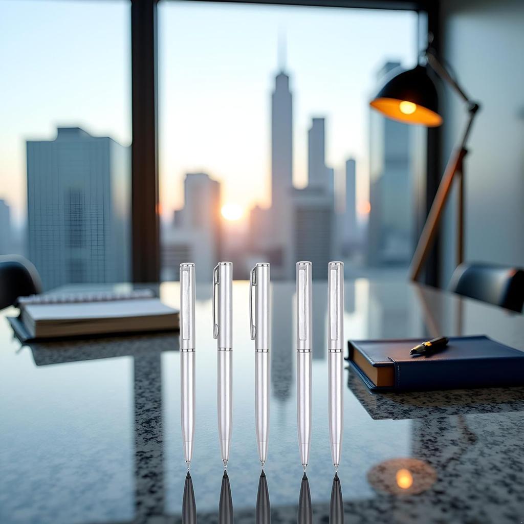 5 Pcs Silver Small Pens Mini, Retractable Ballpoint, Writing Pen Short Pens Stainless Steel Point Pen with Copper Fittings Ballpoint Pen Small