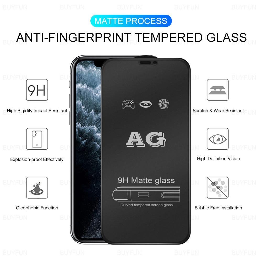 For iPhone 11 12 13 Mini 14 15 16 Pro Max X XR XS XS Max SE 2020 6 6s 7 8 Plus Matte Anti Glare Full Screen Tempered Glass Film