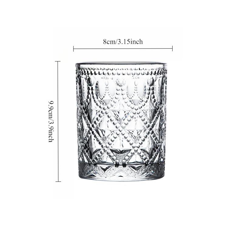 360ml/380ml Luxury Wine Glass Transparent Juice Cold Drink Mugs Light Nordic Style Retro Relief Glass Cup Mojito Cocktail Cups 1pcs
