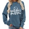 Women's Oversized Crew Neck Letter Print Baseball Sweatshirt Long Sleeve Casual Top Loose Fit Streetwear