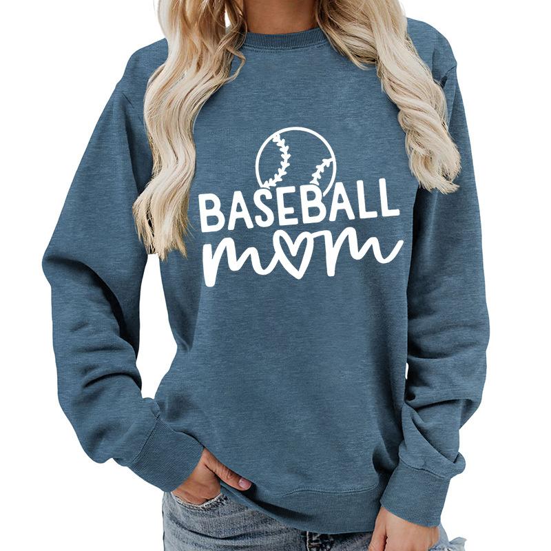 Women's Oversized Crew Neck Letter Print Baseball Sweatshirt Long Sleeve Casual Top Loose Fit Streetwear