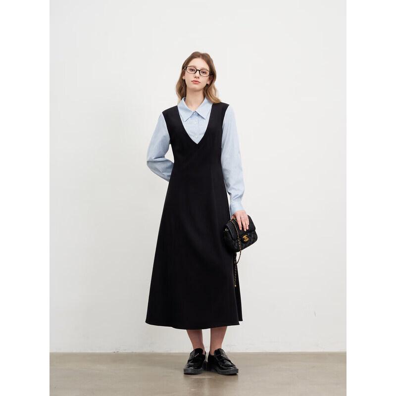 Elegant French Style Plus Size Faux Two-Piece Long Dress