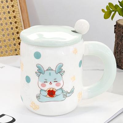 Kubek dla pary z pokrywką i łyżeczką, kubek na wodę, prezent, pamiątka, otwarty, uroczy kubek dla dziewcząt, wysokiej jakości kubek ceramiczny