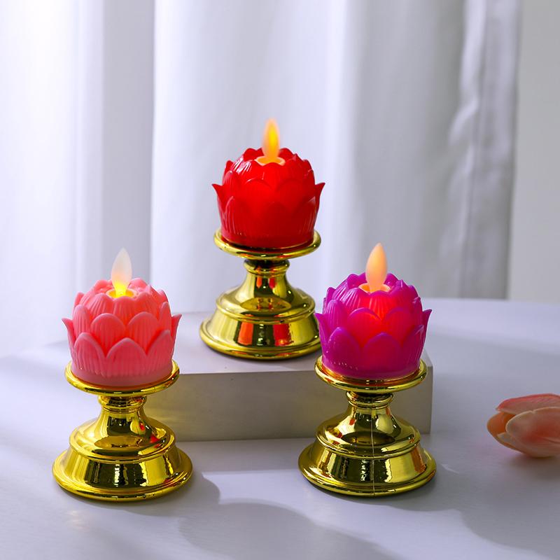Exquisite Electric Buddha Lotus Light Battery Operated Led Holy Buddha Light Prayer Flicker Led Candle Tea Lamp Home Decoration