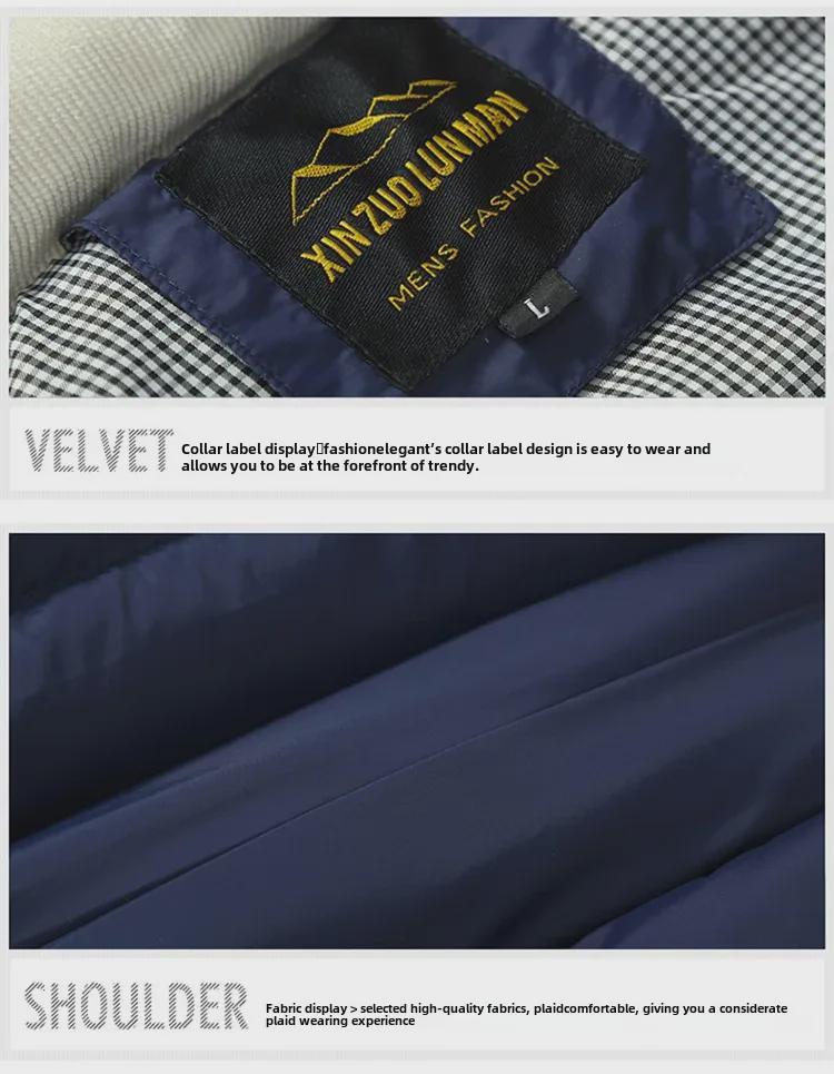 Pánská jednobarevná prošívaná vesta s kapucí z bavlny a prachového peří, módní kardiganová vesta