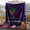 Custom Text Flannel Throw Blanket, Lightweight Cozy Bed Sofa BlanketColdplay