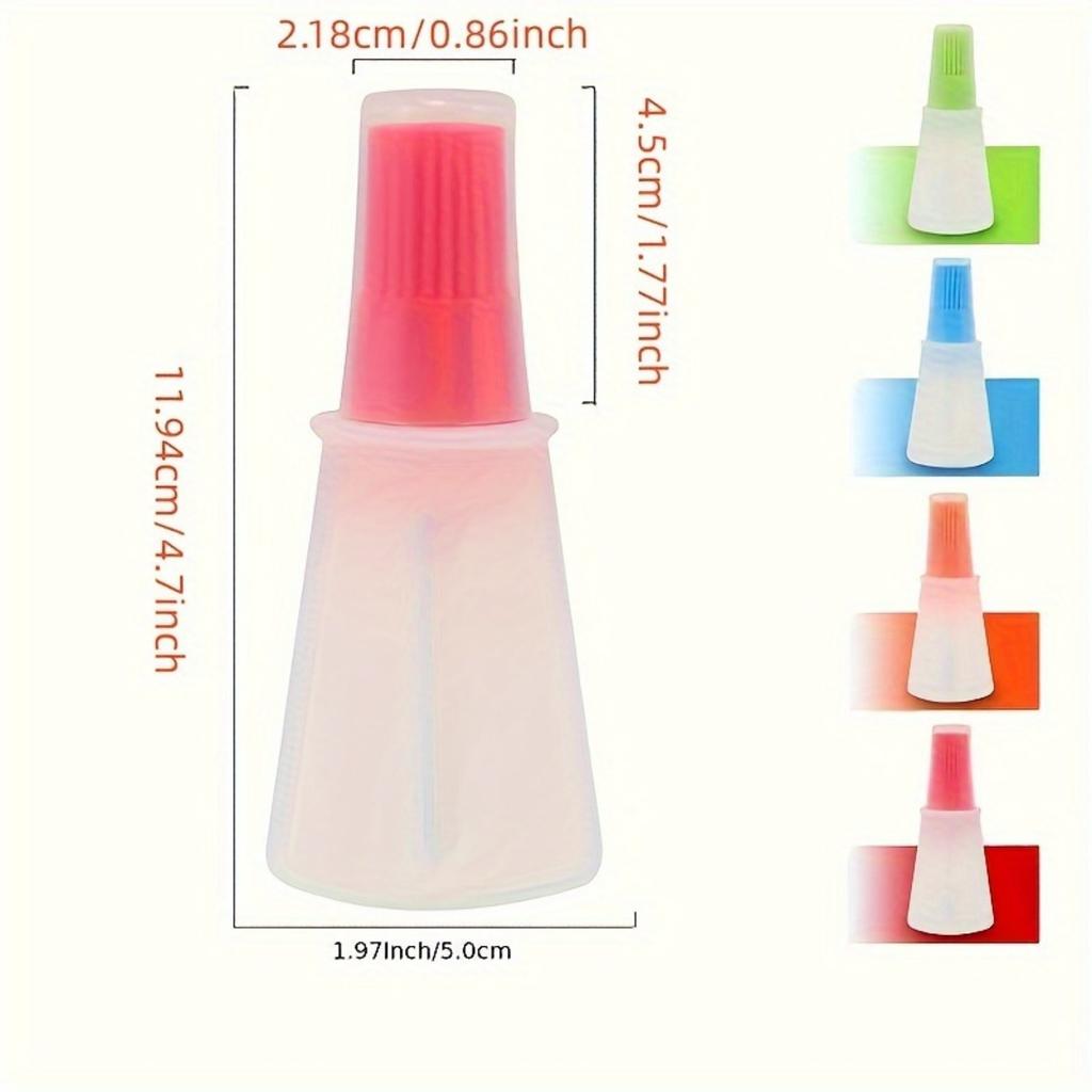 1 Stück Silikonölflasche mit Pinsel, Tragbarer BBQ-Grillölspender, Lebensmittelgeeignete Küchenölflasche, Outdoor-Back-BBQ-Werkzeug.