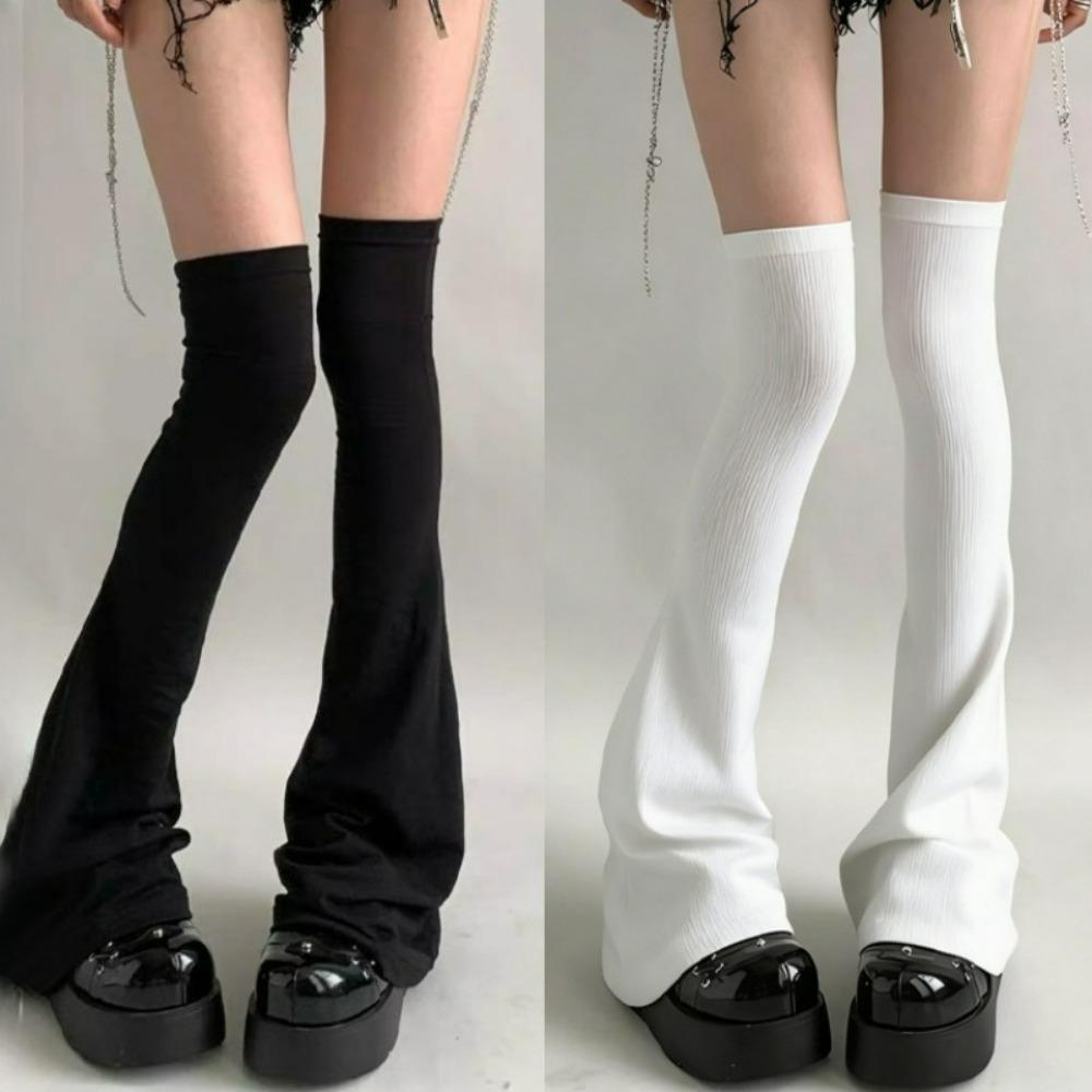 Y2k Stacking Micro Compression Bell Bottom Leg Warmers Y2K Punk Black White Over Knee for Women