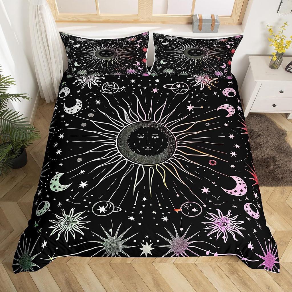 Sol og Måne Sengetøy Elegant Gull Sol og Måne Dynesett Tredelt Sett