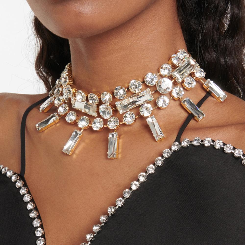 

Stonefans Luxury Multi Layer Square Choker Necklace Shiny Women Crystal Statement Necklaces Jewelry for Wedding золотой