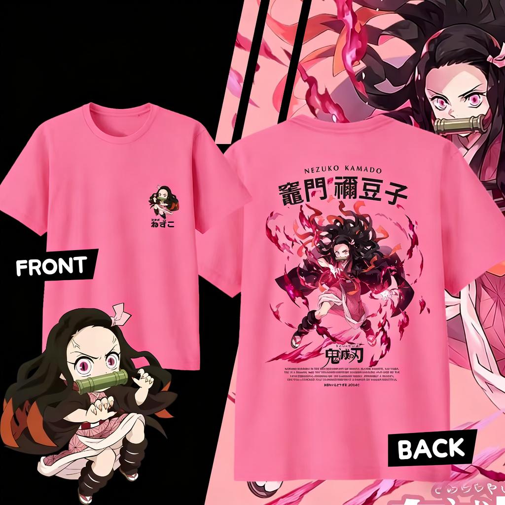 Demon Slayer Kamado Nezuko Pure Cotton Tshirt for 2026 Summer KidsUnisexsWomens Fashion Casual Cosplay Short Sleeved Tshirt