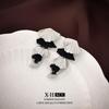 Elegant Gold-Plated Black Zircon Stud Earrings - Niche Design for a Luxurious Fashion Statement