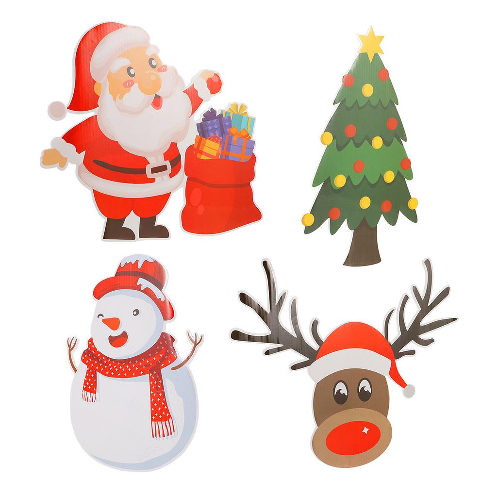 4 Pcs Yard Signs Durable Christmas Yard Sign Plastic Holiday Decor Outdoor Garden Inserts Lawn Signs Festive Atmosphere