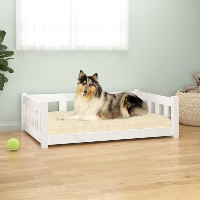 VidaXL Dog Bed White 95.5x65.5x28 Cm Solid Pine Wood 833256
