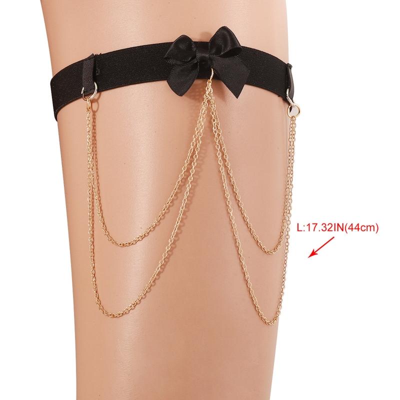 Leg Chain Sexy Boho Style Bowknot Decor Thigh Chains Shinning Body Chain Festival Rave Body Supplies for Women Girls