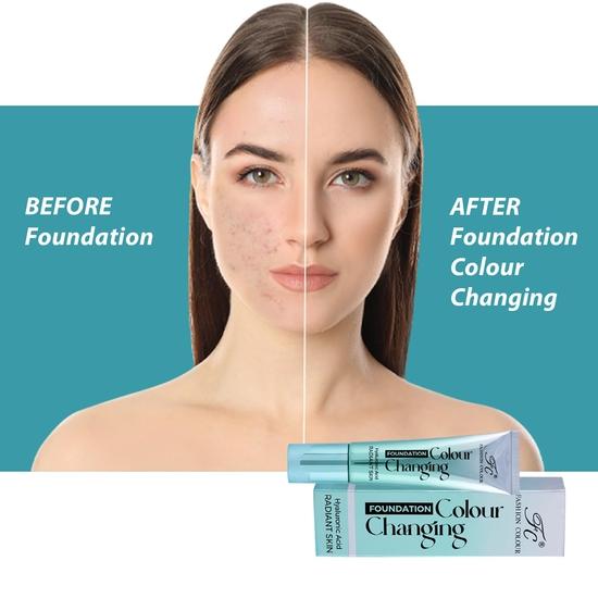 Fashion Colour Farbwechsel-Foundation | Angereichert mit Hyaluronsäure | Makellose Farbwechsel-Foundation mit Satin-Finish (ELFENBEIN, 40g)