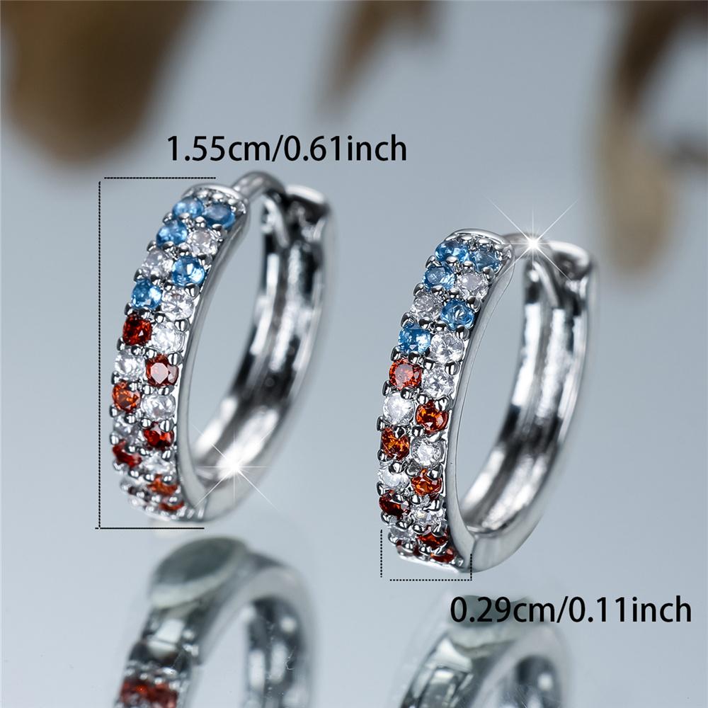 Orecchini a Cerchio Rotondi Zircone Arcobaleno Orecchini di Cristallo di Lusso Per Donna Vintage Colore Argento Gioielli da Matrimonio Regalo