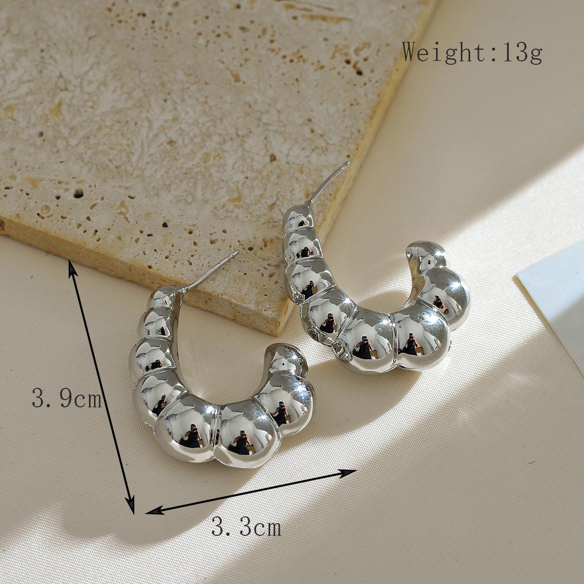 

Electroplated Ram s Horn C-shaped 18K Gold Dangle Earrings - Minimalist Copper Hoop Ear Jewelry серебряный