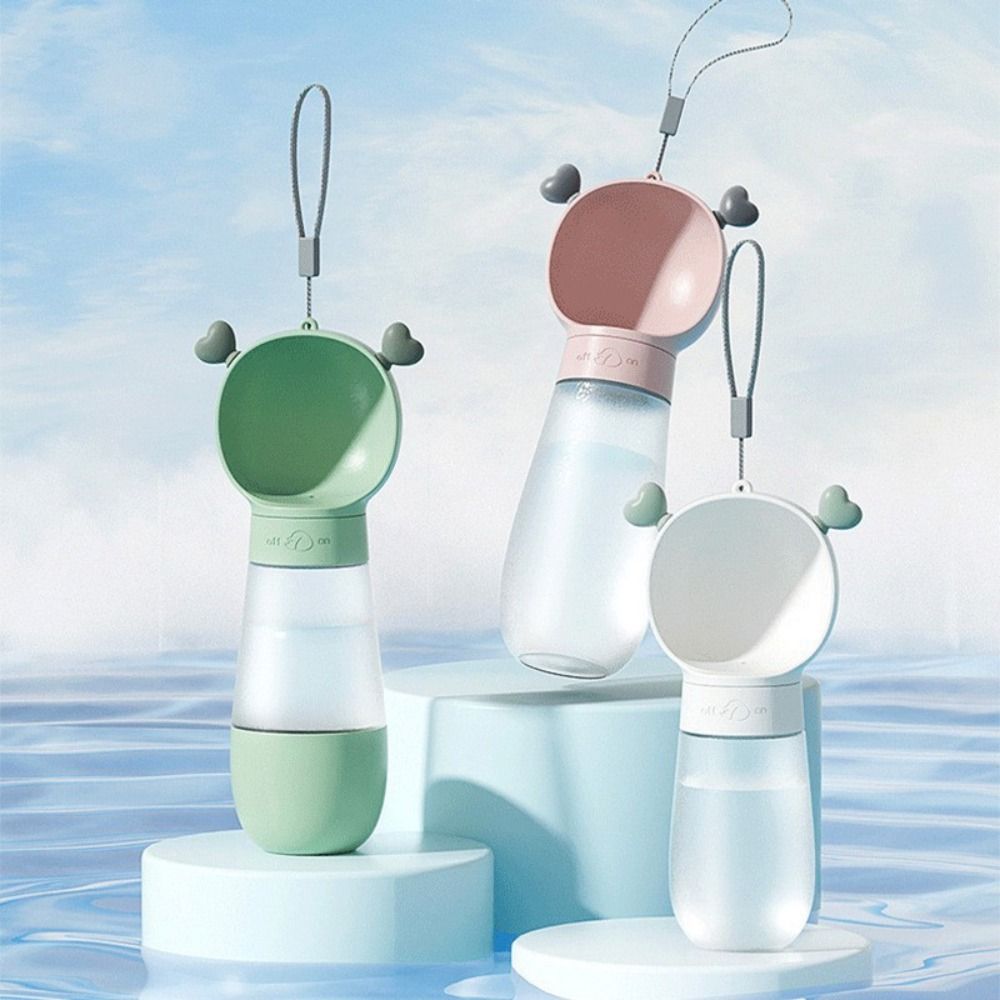 2 in 1 Outdoor Dog Water Bottle Leak-Proof Transparent Dog Water Dispenser Portable with Strap Pet Drinking Bowl Cat