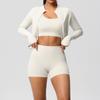 Cloud Feel Yoga Brushed Sports Jacket & Casual Pilates Running Fitness Three-Piece Set