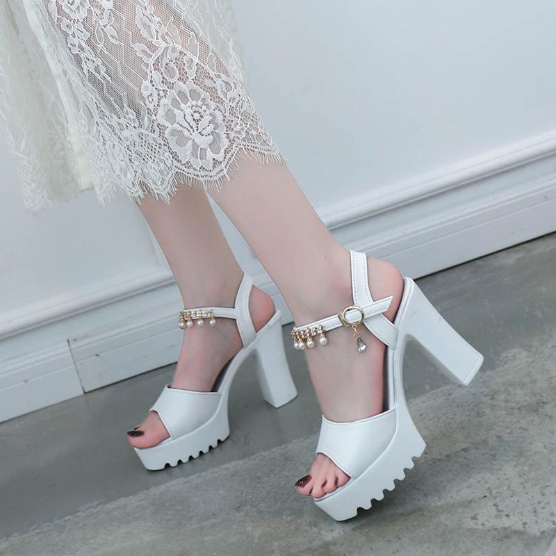 Exquisite Luxury Women's High Heel Sandals Summer Shopping Versatile Casual Sandals Thick Heel Thin Strap Fashion Women's Shoes