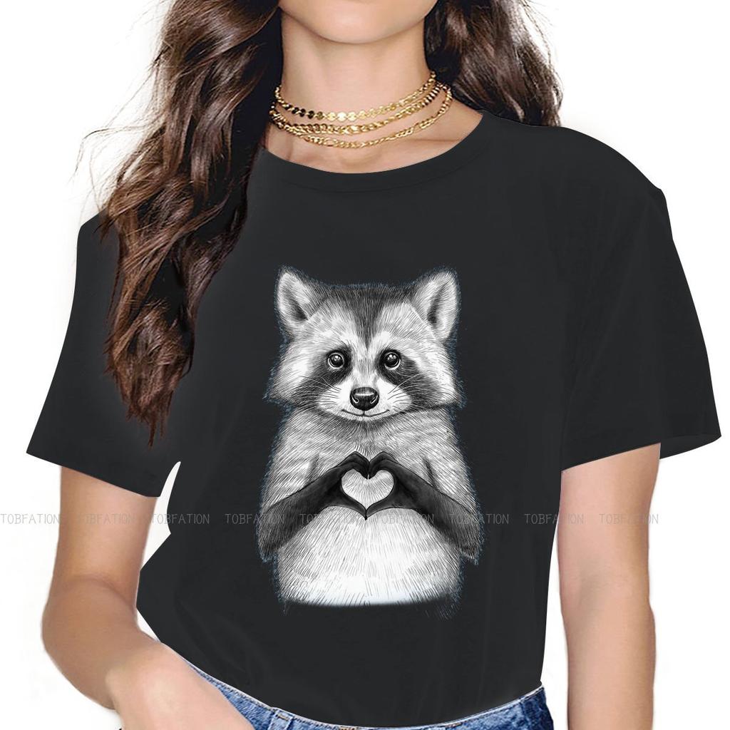 Heart Classic Casual Tshirt Raccoon In North America Cute Creative Streetwear Comfortable T Shirt Unisex Short Sleeve Special