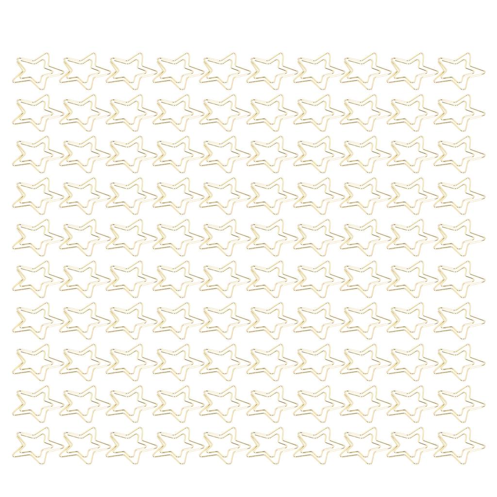 100Pcs Gold Paper Clips Durable Metal Rustproof Gold Fadeless Widely Used Cute Paper Clips for Home Office Star