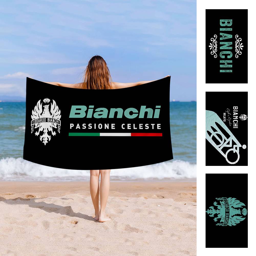 Marca B-Bianchi Logo Bicicletta Coperta in Microfibra Asciugatura Rapida Teli da Spiaggia Stampa Sovradimensionata Super Assorbente Coperta Asciugamano per Piscina
