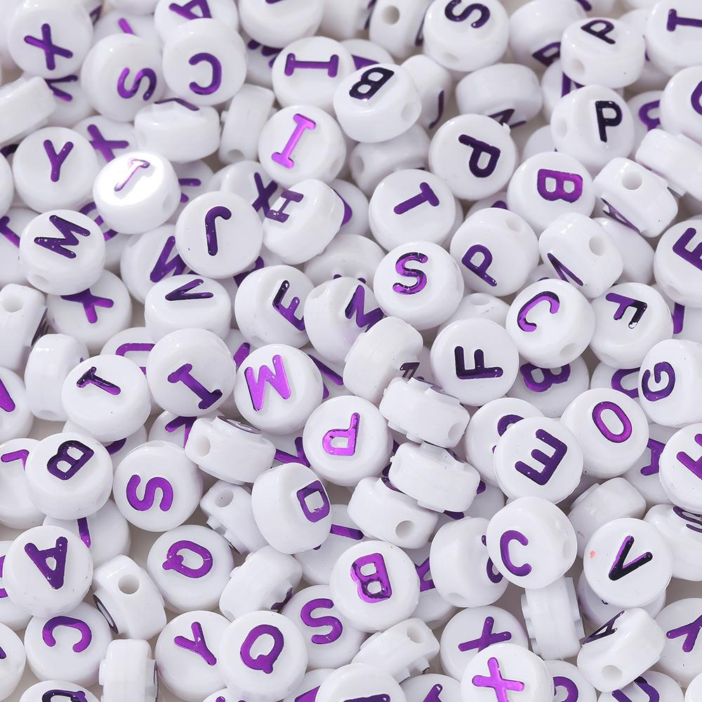 30pcs 6*10mm Mixed Acrylic Letter Beads Round Spacer Loose Beads for DIY Necklace Bracelet Earring Jewelry Making Accessories