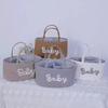 Baby Nursery Cotton Rope Letter Laundry Basket With Multipurpose Storage For Diapers Toys And Clothes