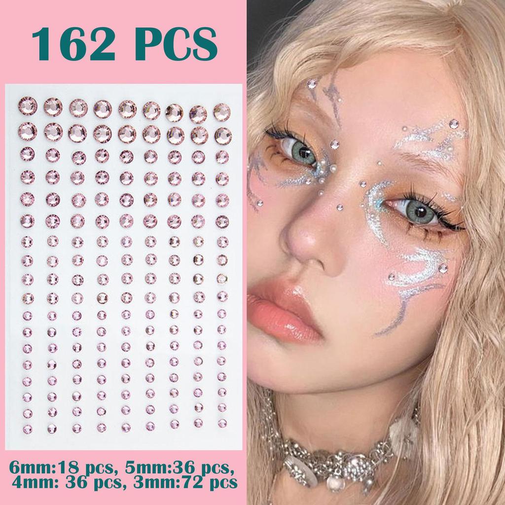 Acrylic Diamond Face & Eyebrow Stickers for Party Makeup and DIY.