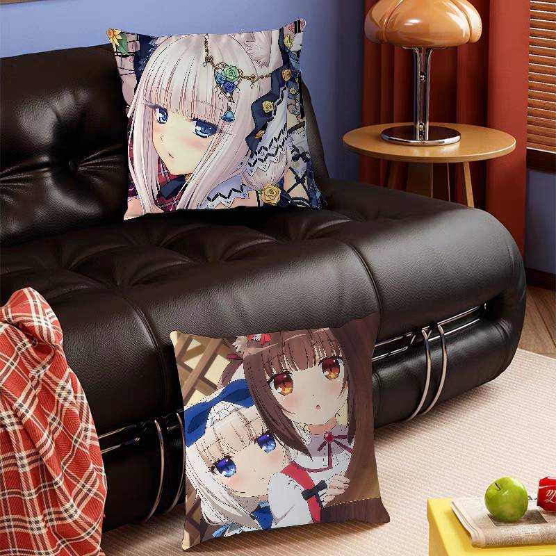 GAME-N-Nekopara-V-Vanilla Kissenbezug Abnehmbarer Waschbarer Kissenbezug – Ganzjahresweichleinen