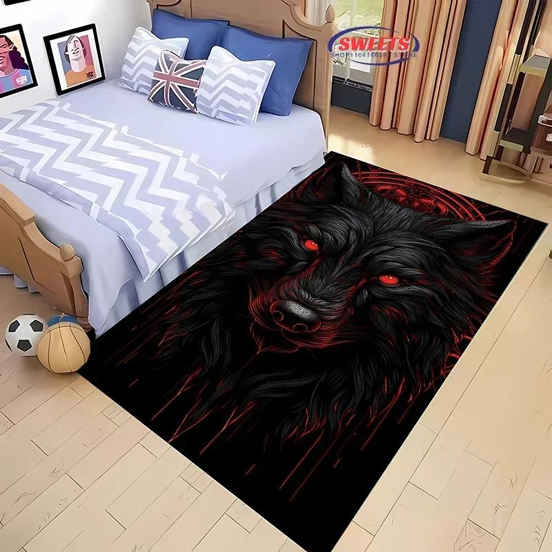 Brave Wolf Design Area Rug – Anti-Slip Sound Insulating Carpet for Living Room, Bedroom & Office – Durable & Soft Floor Rug
