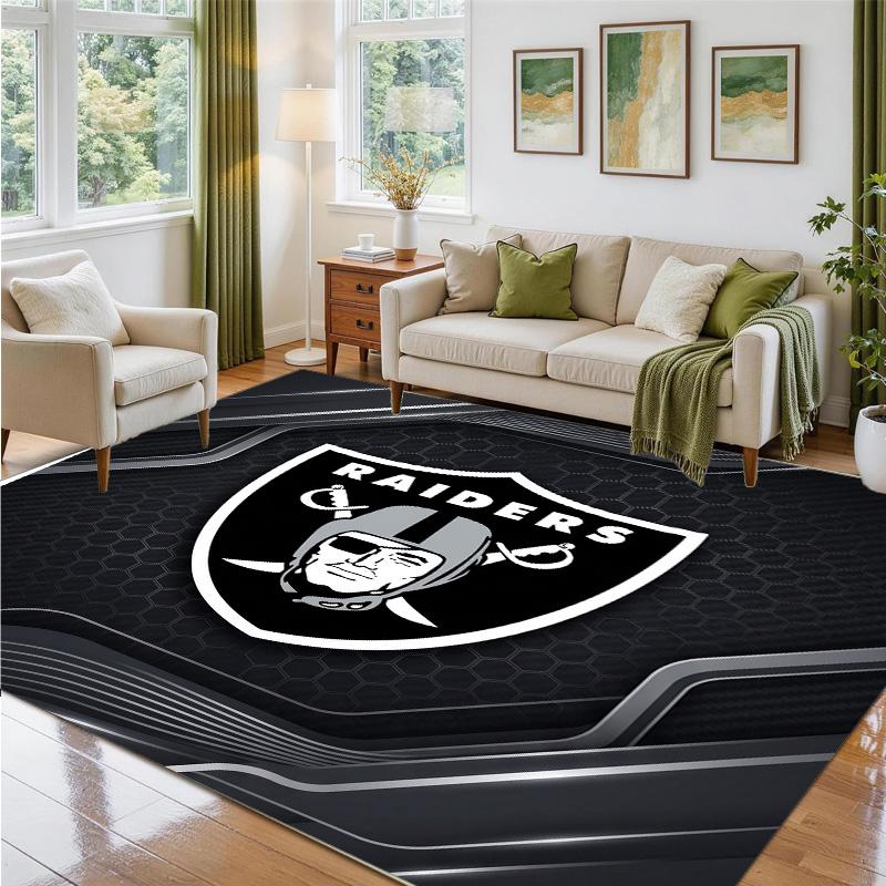Las Vegas Raiders Design Crystal Velvet Rug Soft Decorative Mat for Bedroom Entrance