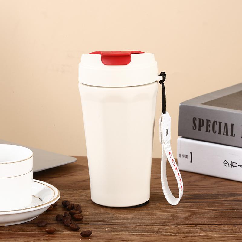 Praktischer tragbarer Thermobecher, niedliches Aktivitätsgeschenk, Wasserbecher, Becher mit Trageschlaufe, Kaffeetasse aus Edelstahl