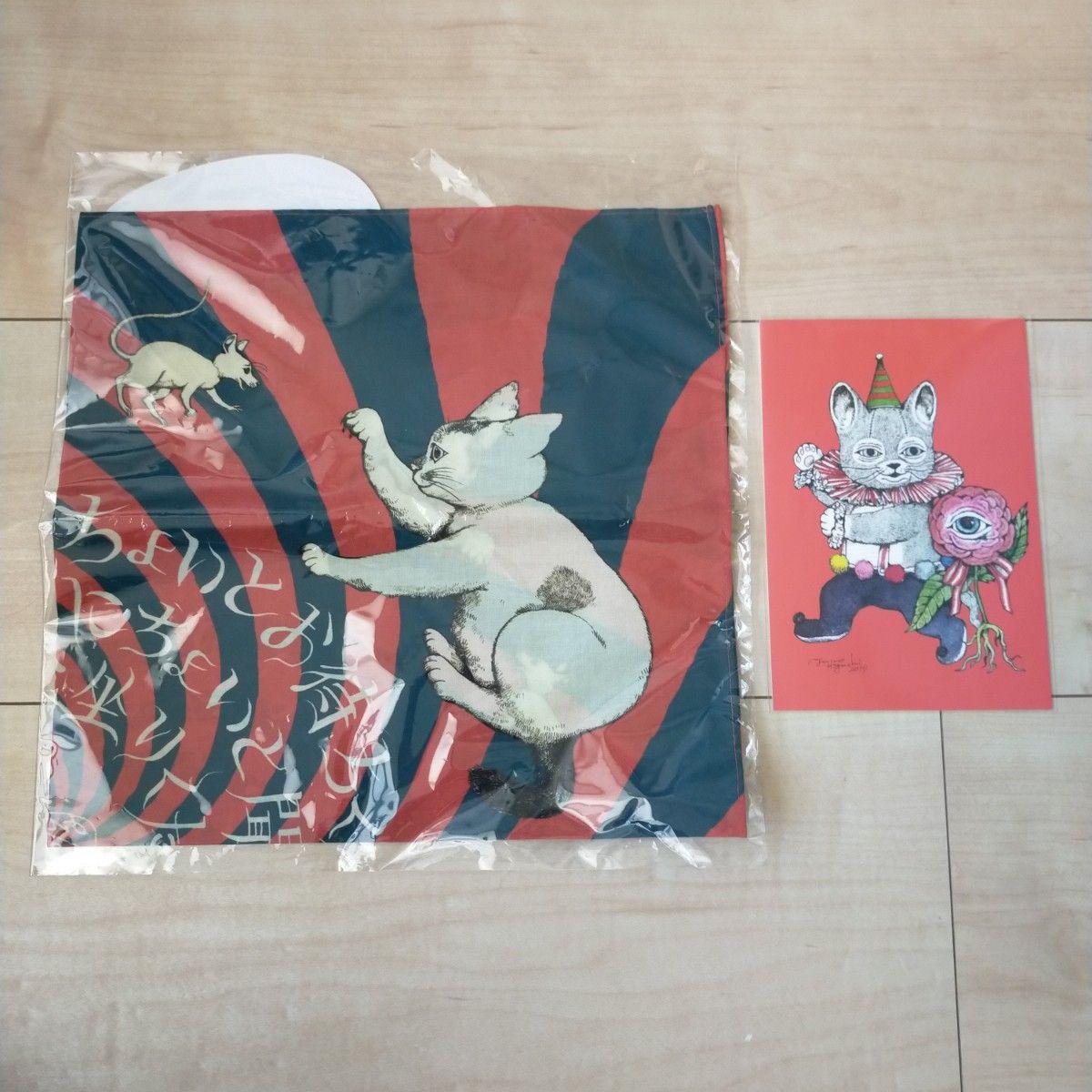 Used New Yuko Higuchi handkerchief, postcard