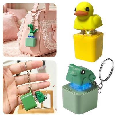 Fidget Keychain Clicker Keychain Frog Keychain Sound Keyring Stress Relief Toy Rechargeable Toy Keyboard Fidget Duck Keychain