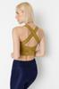 Women's Fashion Square Neck Knitted Sports Bra with Cream Support and Sculpting Back Detail