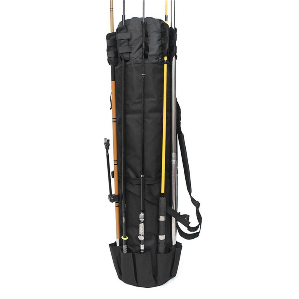 MultiFunctional Fishing Rod Reel Storage Bag Pole Carry Case Fishing Tool Organizer(Black )