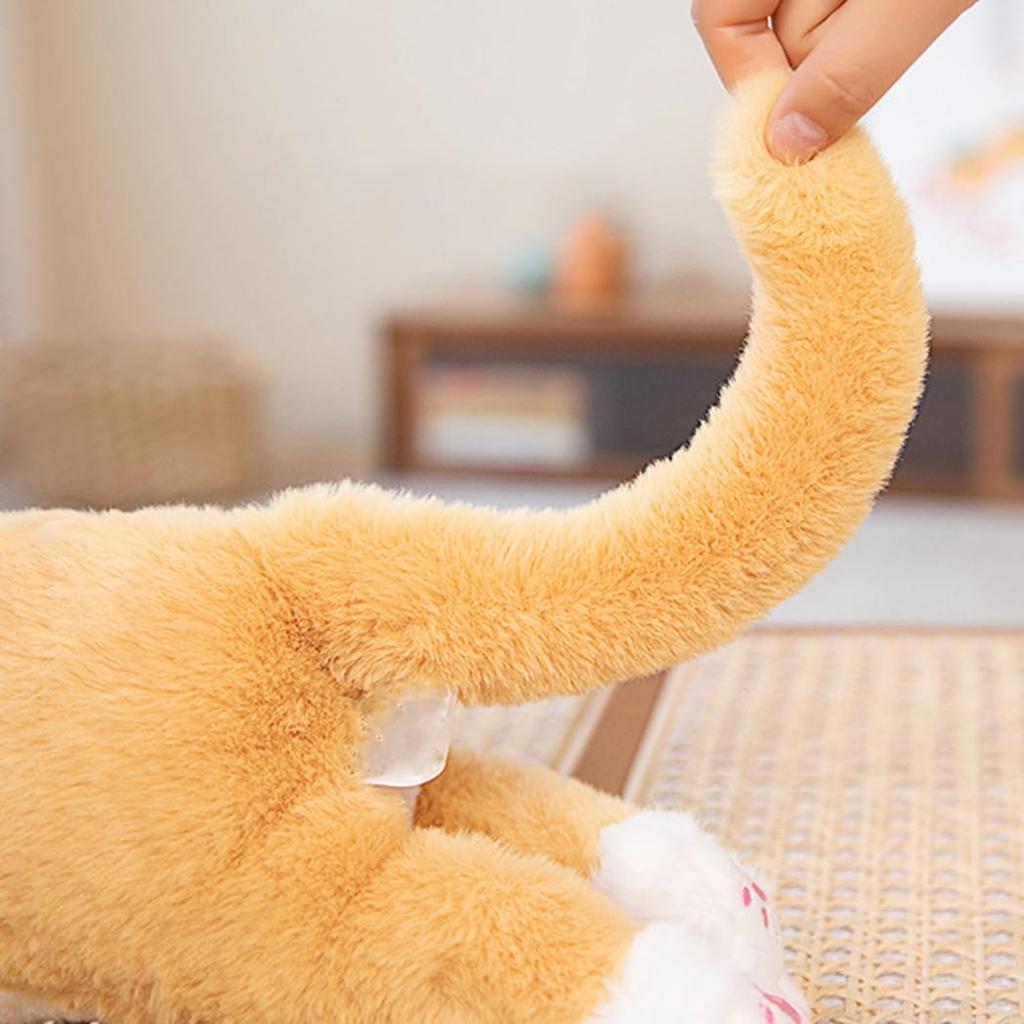 cuddly cat plush perfect for snuggling or cozying perfect as a birthday gift for 50cm soft Soothing and Soft, fluffy, pillow, up. Yellow, kids.