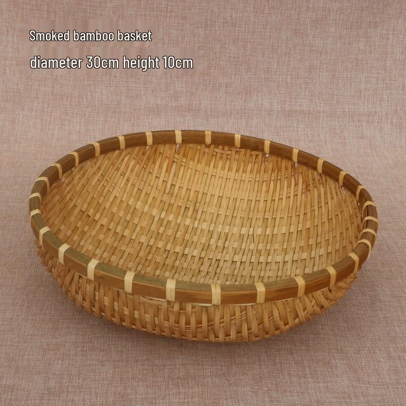 Round Handmade Bamboo Weaving Basket: Fruit, Vegetable, Washing, and Storage Sieve