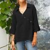Women's Casual Button V-neck Shirt Top
