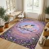 Beetle Floral Theme Soft Crystal Velvet Rug Custom Name & Text Print Non Slip Floor Rug for Bedroom Living Room