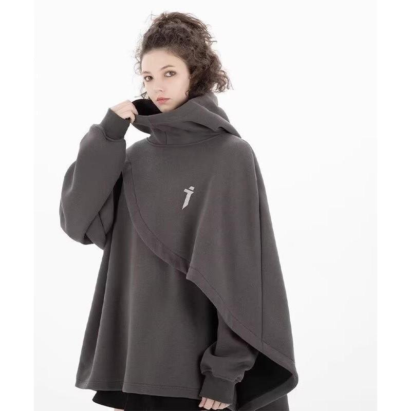 Womens Loose Fit Hooded Sweatshirt Casual Geometric Pullover Outerwear
