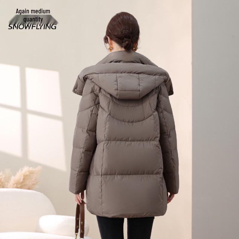 Xuezhongfei Women's Mid-Length Hooded Down Jacket