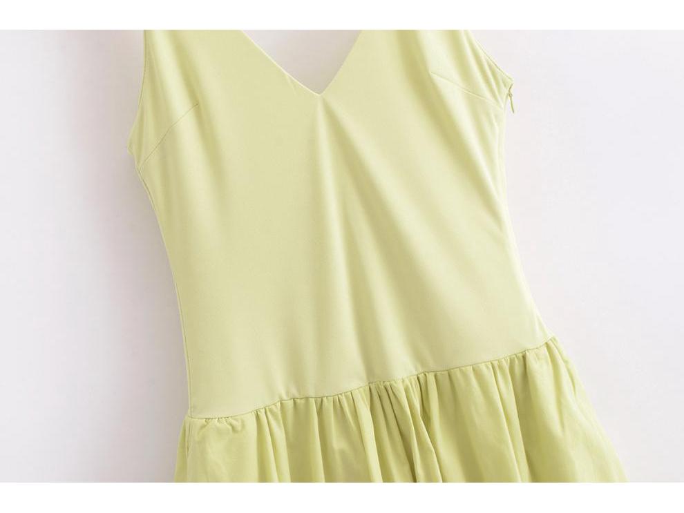 Spring V-Neck Sleeveless Balloon Hem Dress - European & American Hot Girl Style